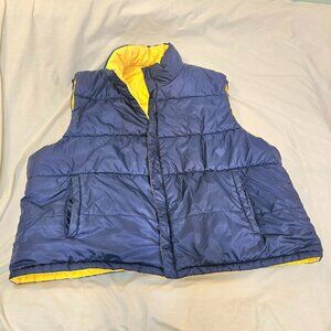 Athletic Works Mens Size 3XL Puffer Vest Blue Yellow Reversible Sleeveless Zip U